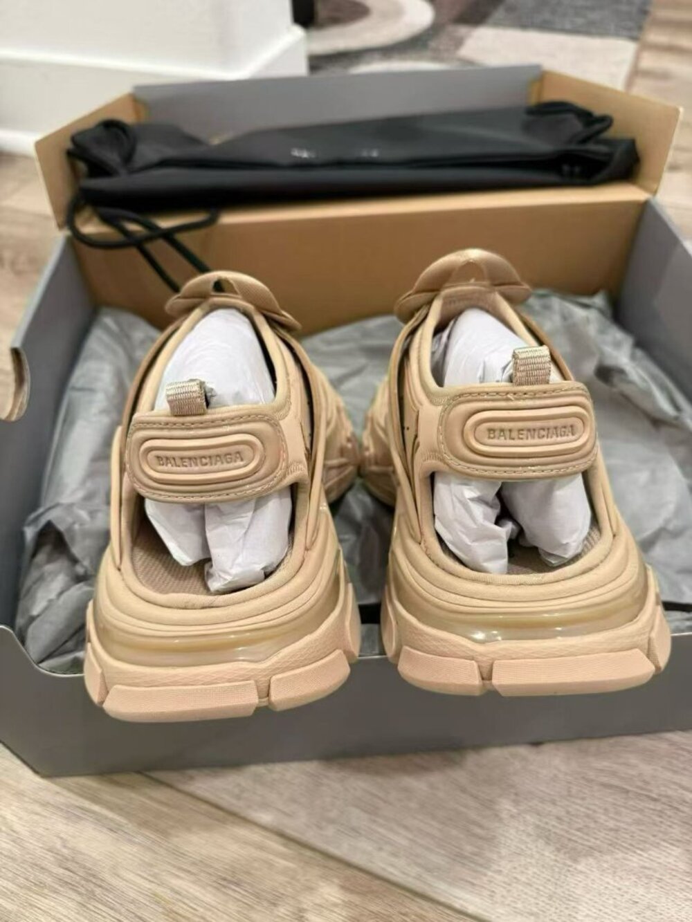 NIB Authentic Balenciaga Track Metallic Nude Thong Sandals - Picture 5 of 6